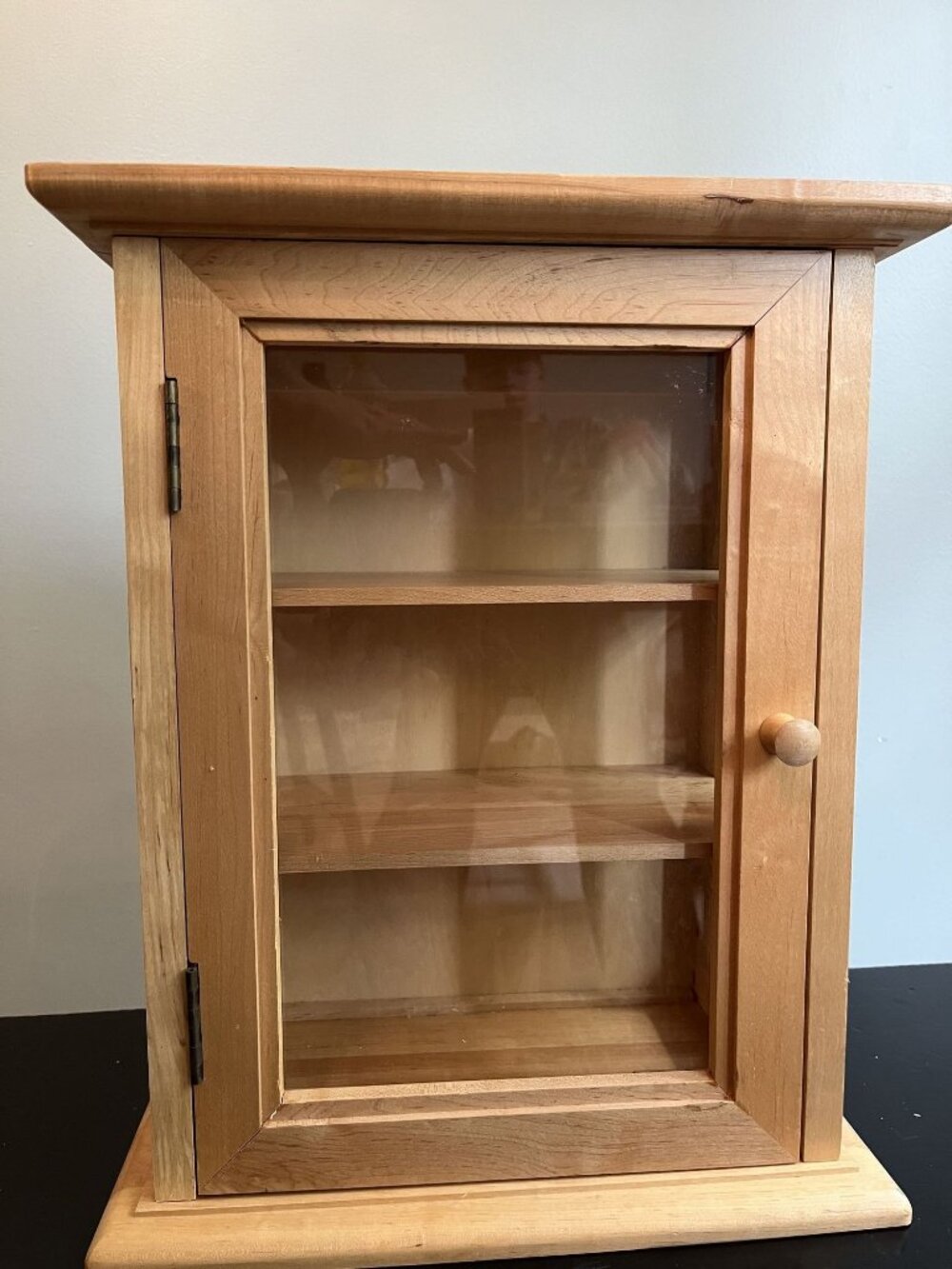 Vintage Solid Wood Tabletop Display Cabinet Shadow Box With Glass Door And Shelv